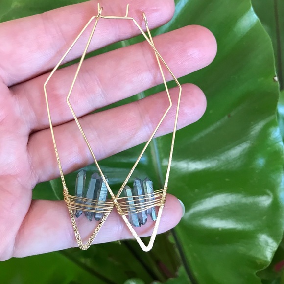 Beautiful gold quartz earrings - Picture 4 of 8